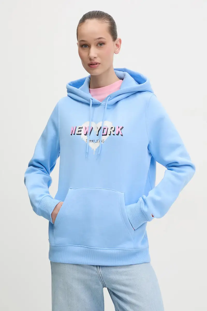 felpa donna colore blu con cappuccio DW0DW21771