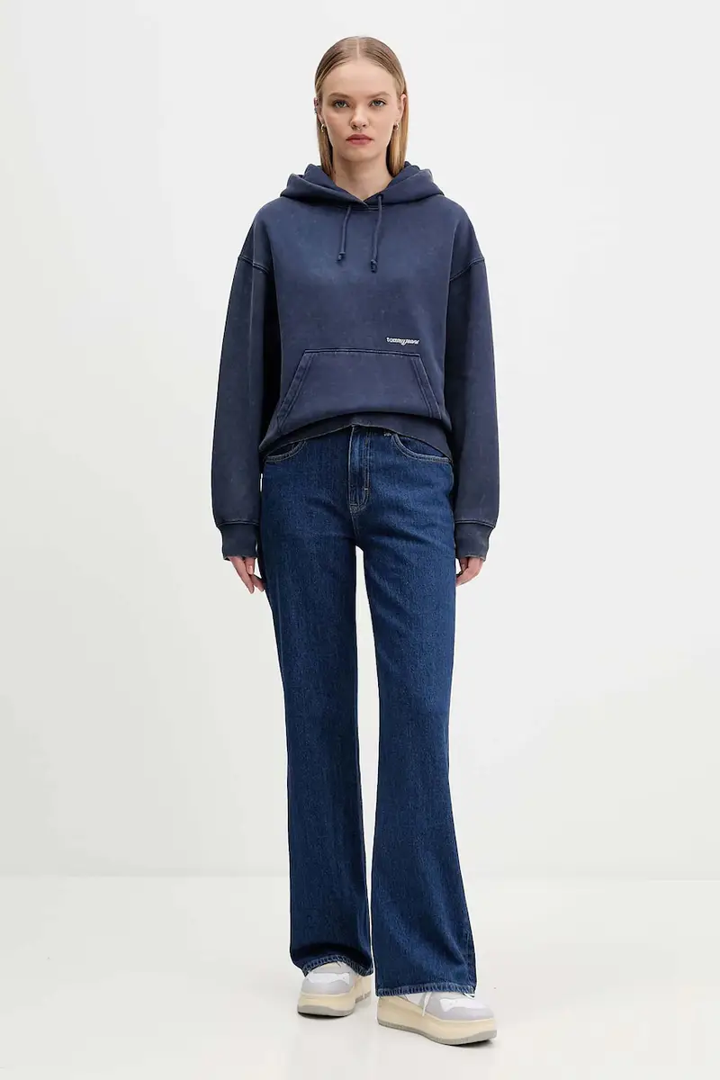 felpa donna colore blu navy con cappuccio DW0DW21609 miniatura 2