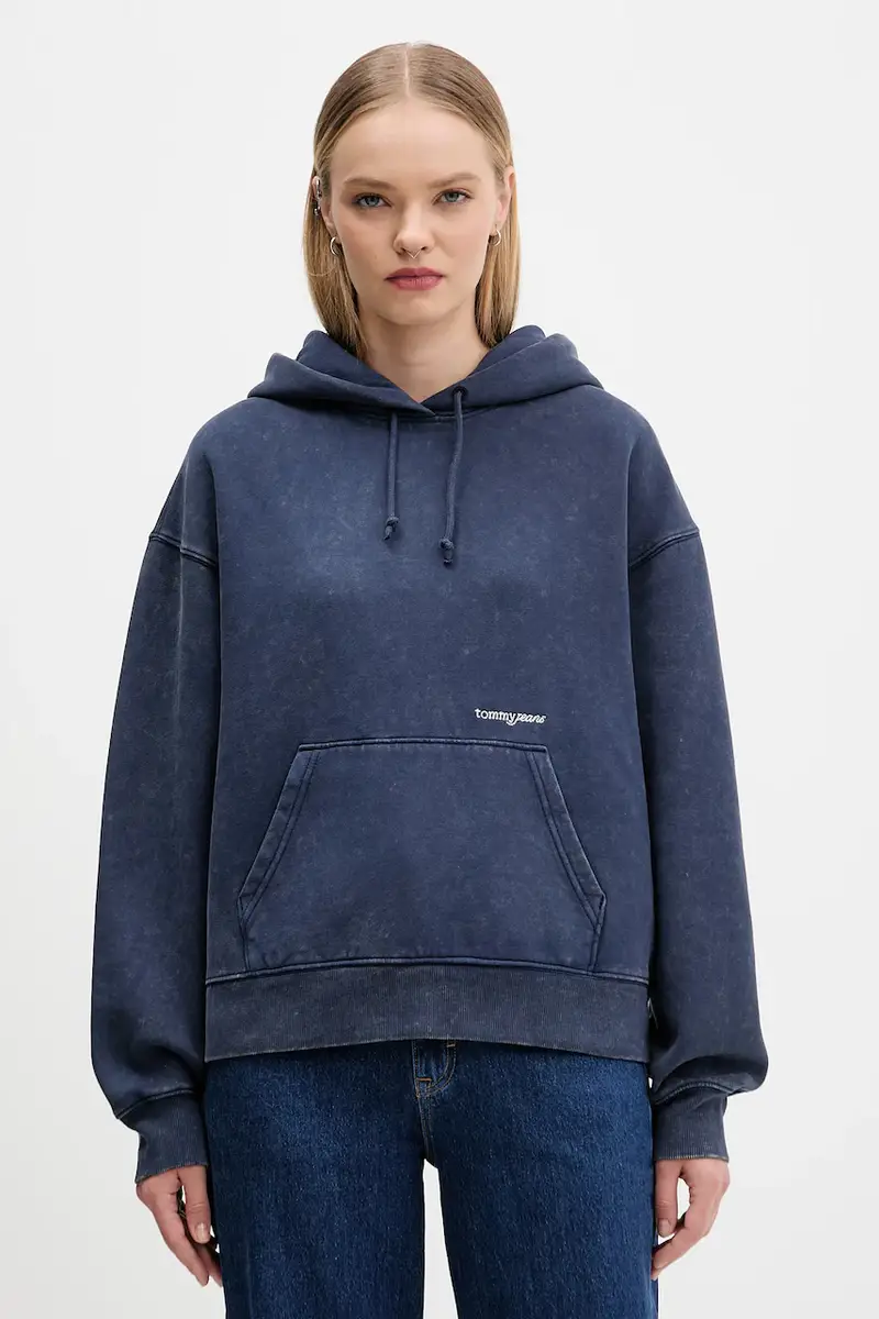 felpa donna colore blu navy con cappuccio DW0DW21609