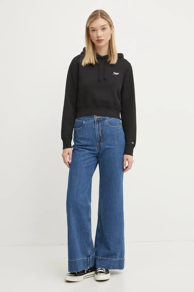 felpa donna colore nero con cappuccio DW0DW19908 miniatura 2