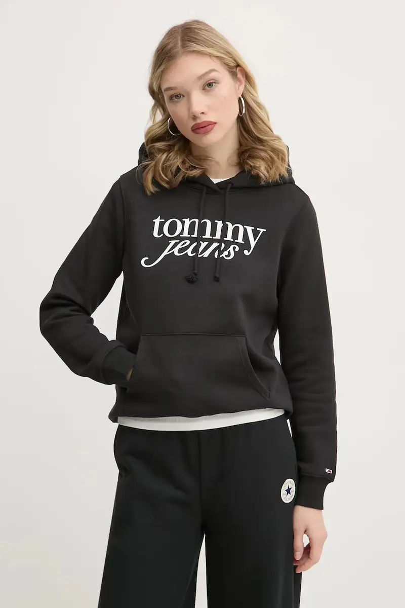 felpa donna colore nero con cappuccio DW0DW20170