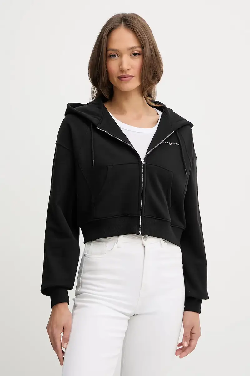 felpa donna colore nero con cappuccio DW0DW21163