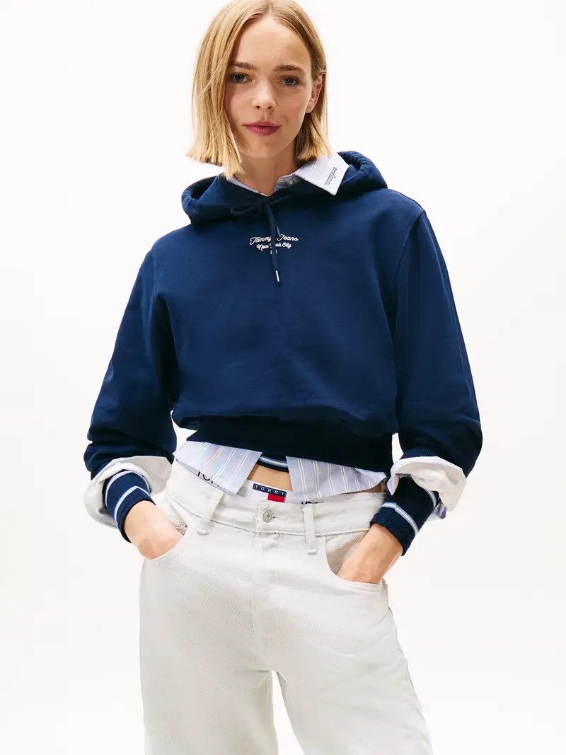 Felpa 'ESSENTIAL' marino / bianco miniatura 2