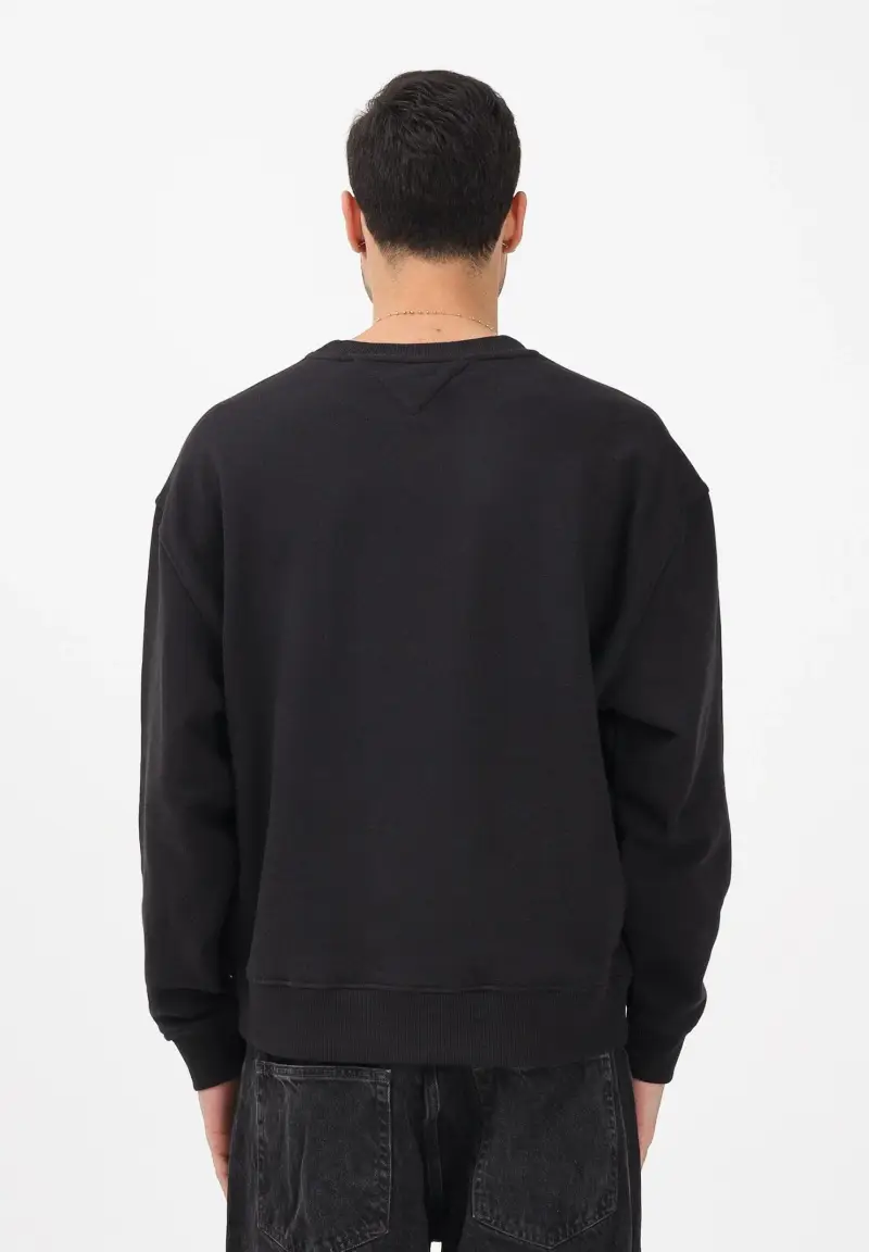 Felpa girocollo nera da uomo stile '90s con distintivo miniatura 3