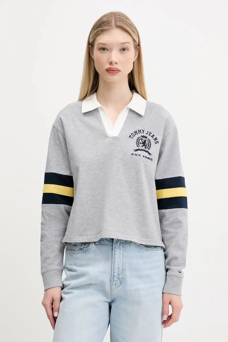 felpa in cotone bambino/a colore grigio con applicazione DW0DW20312