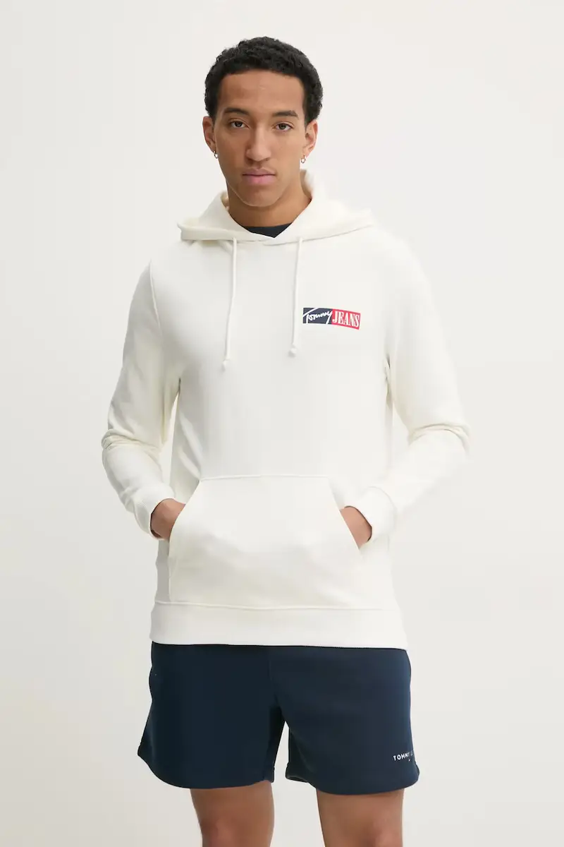 felpa in cotone bambino/a uomo colore bianco con cappuccio DM0DM20257 Beige