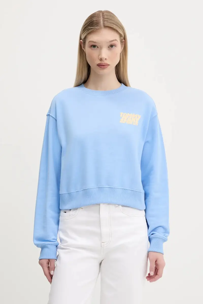 felpa in cotone colore blu DW0DW21345