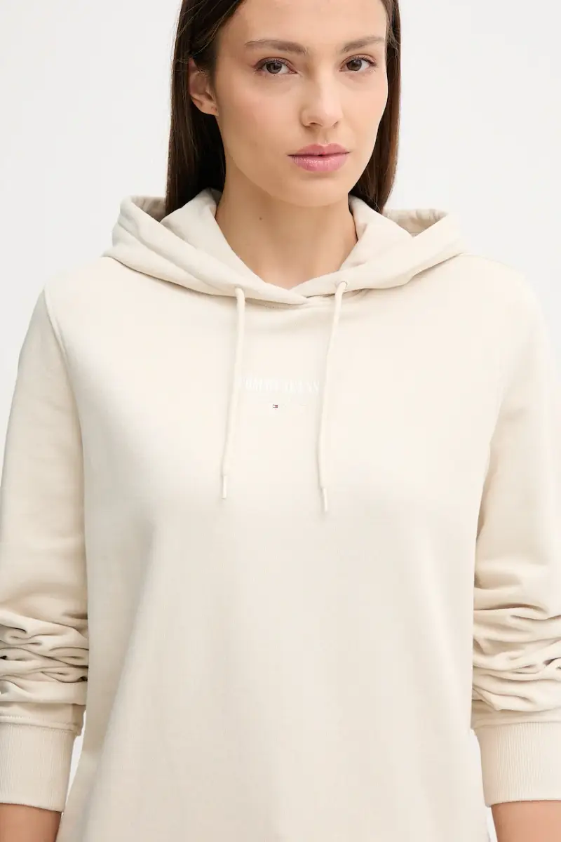 felpa in cotone donna colore beige con cappuccio DW0DW20943 miniatura 3