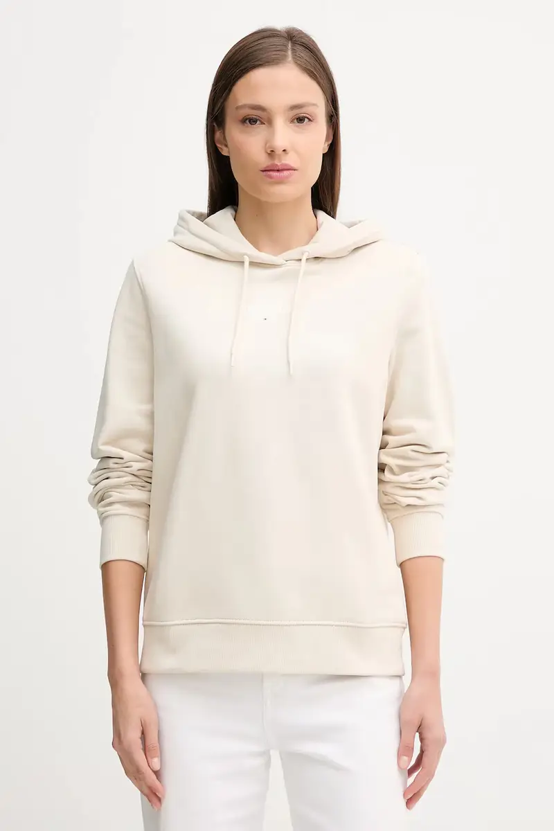 felpa in cotone donna colore beige con cappuccio DW0DW20943