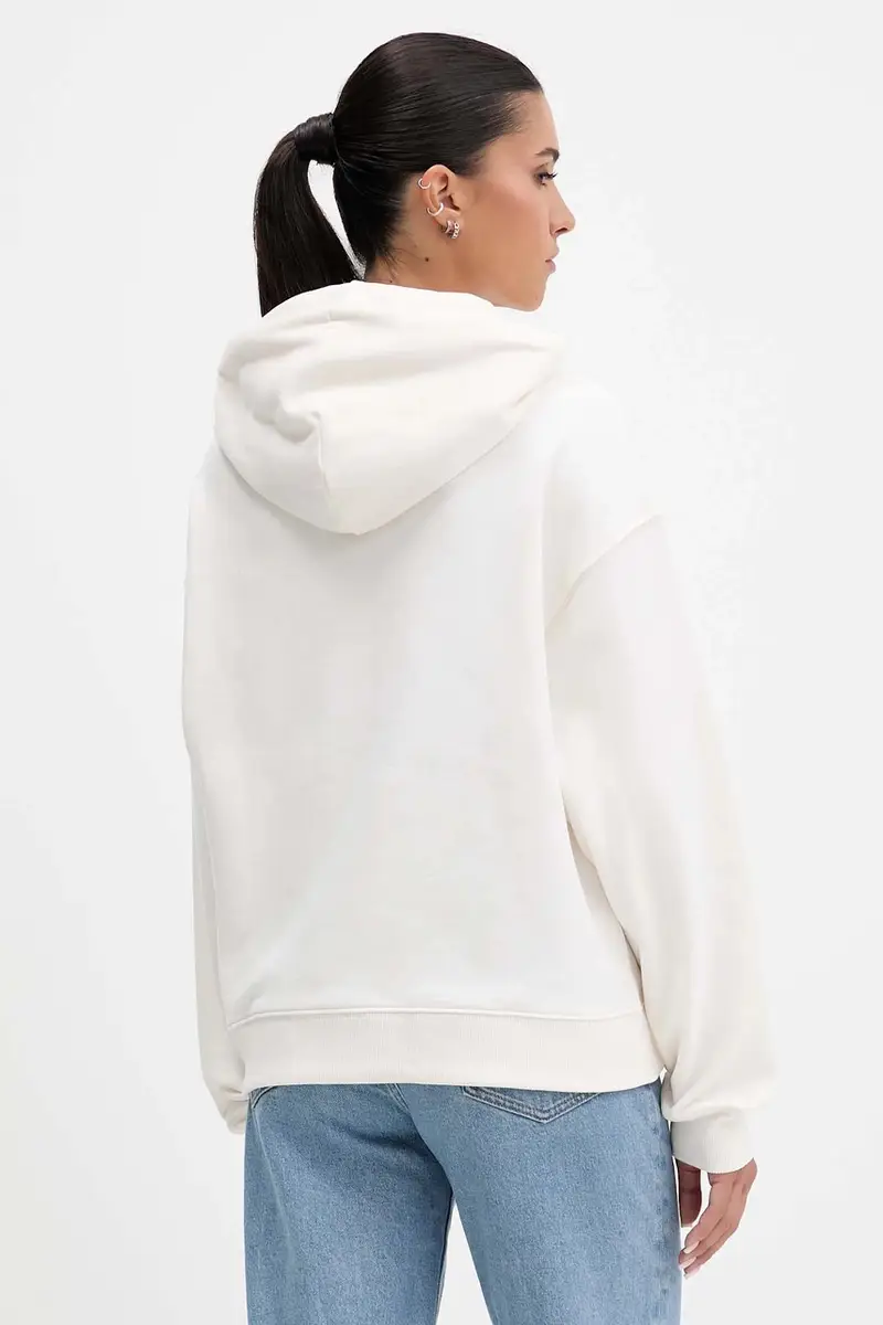 felpa in cotone donna colore beige con cappuccio DW0DW21785 miniatura 3