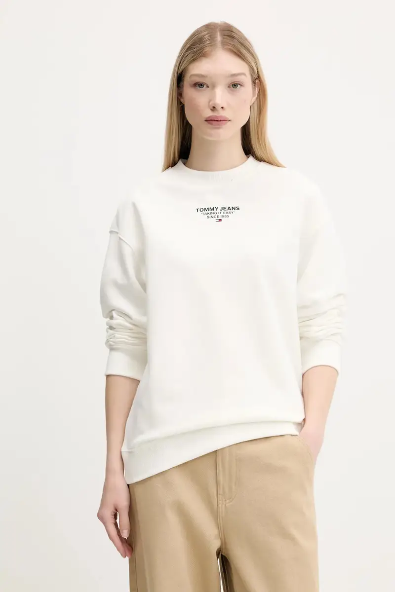 felpa in cotone donna colore beige DW0DW21368 miniatura 3