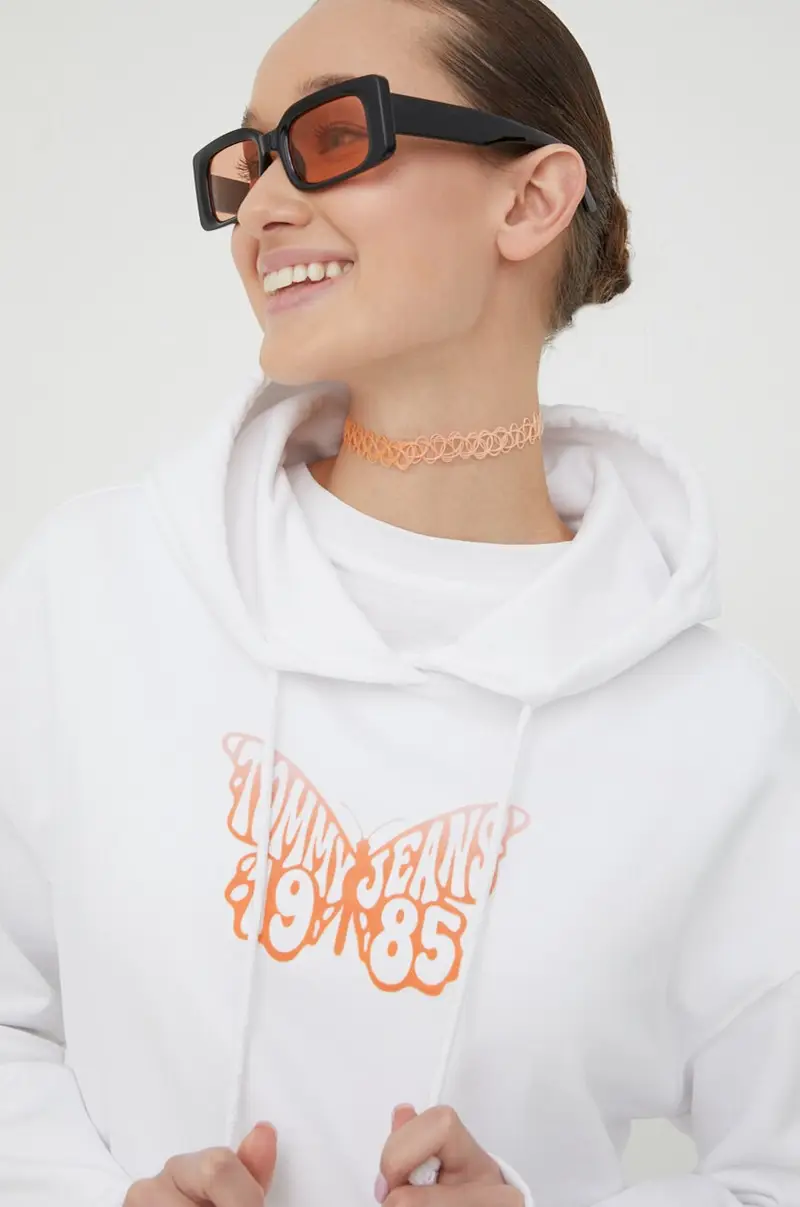 felpa in cotone donna colore bianco con cappuccio