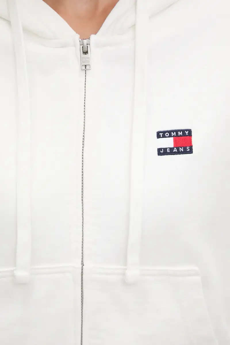 felpa in cotone donna colore bianco con cappuccio con applicazione DW0DW21147 miniatura 5