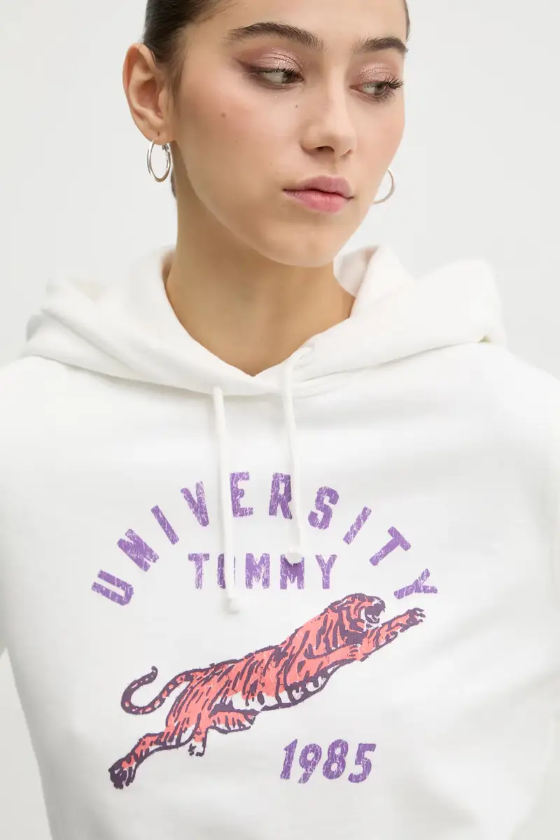 felpa in cotone donna colore bianco con cappuccio DW0DW20171 miniatura 4