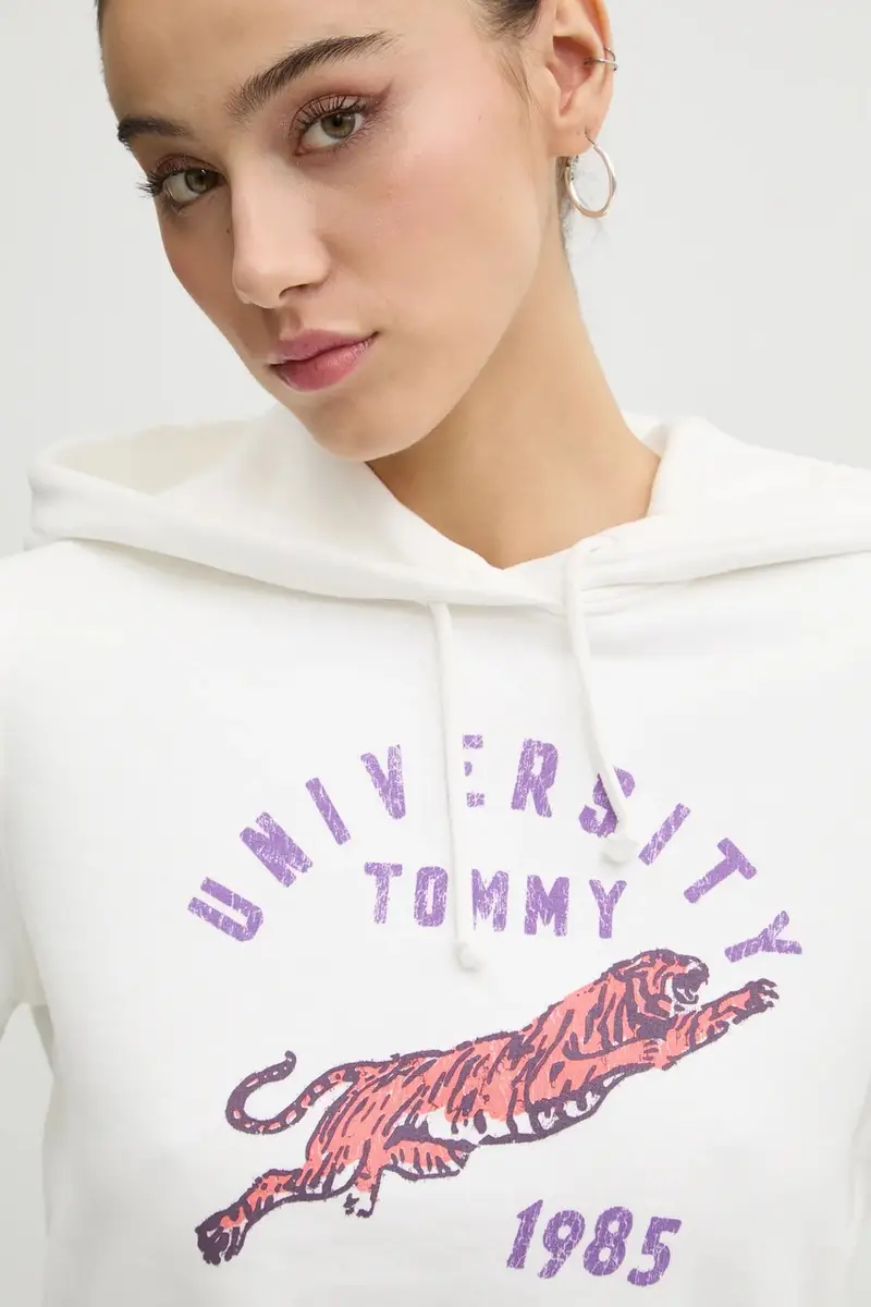 felpa in cotone donna colore bianco con cappuccio DW0DW20171 miniatura 5