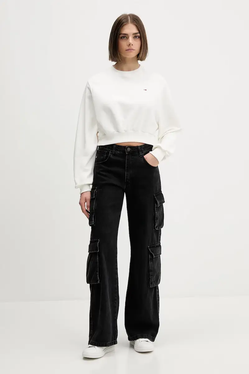 felpa in cotone donna colore bianco DW0DW21831 Beige miniatura 2