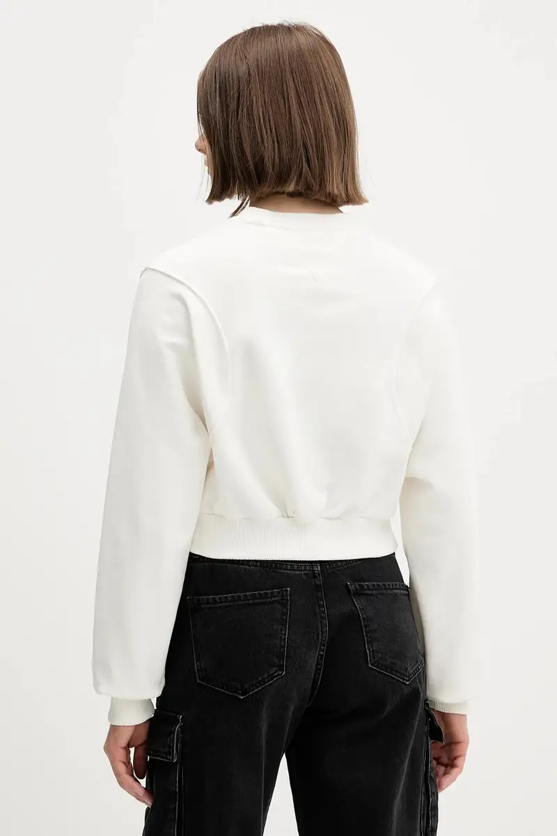 felpa in cotone donna colore bianco DW0DW21831 Beige miniatura 3