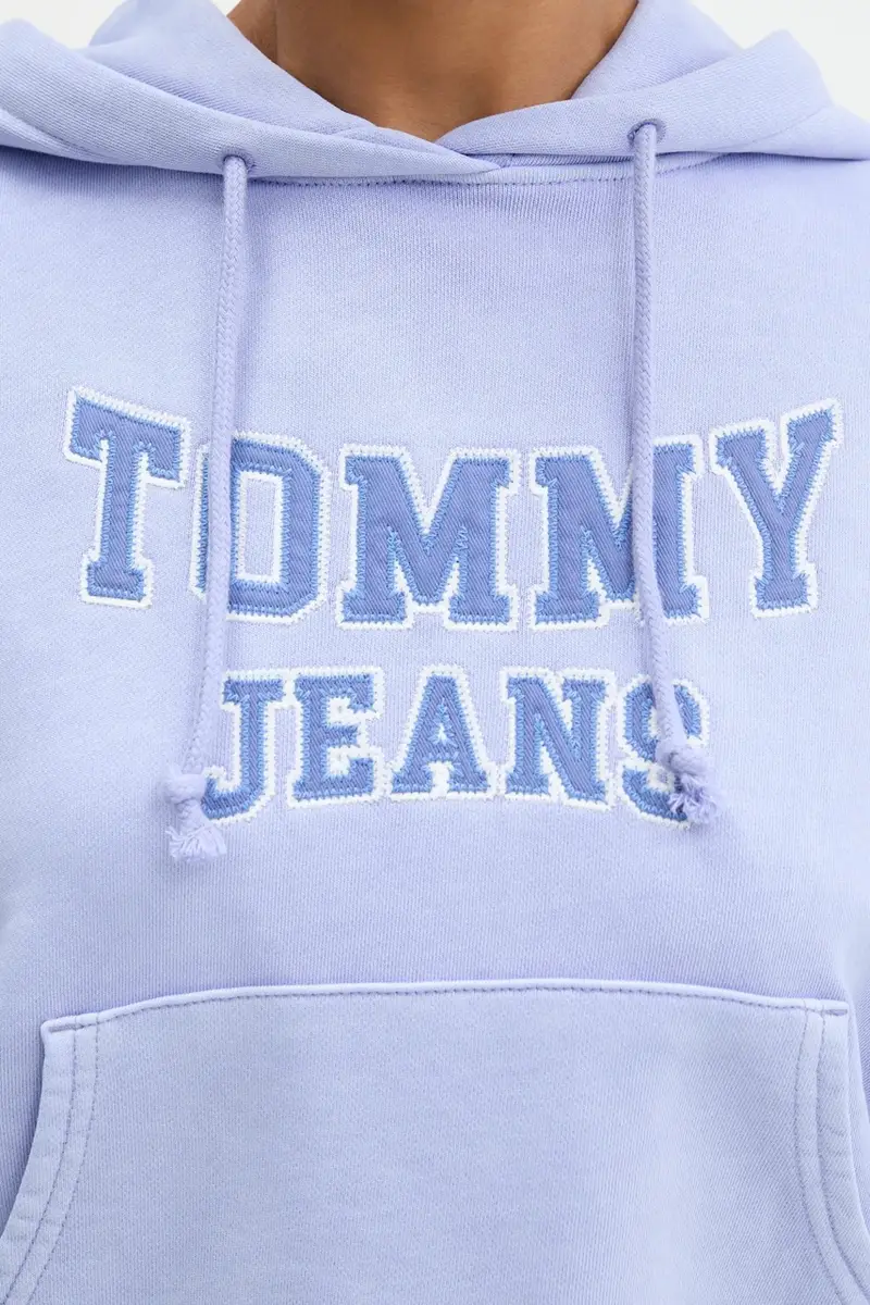 felpa in cotone donna colore blu con cappuccio con applicazione DW0DW21598 miniatura 5