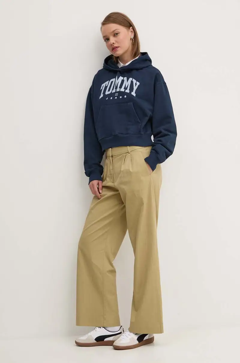 felpa in cotone donna colore blu navy con cappuccio DW0DW19291 miniatura 2