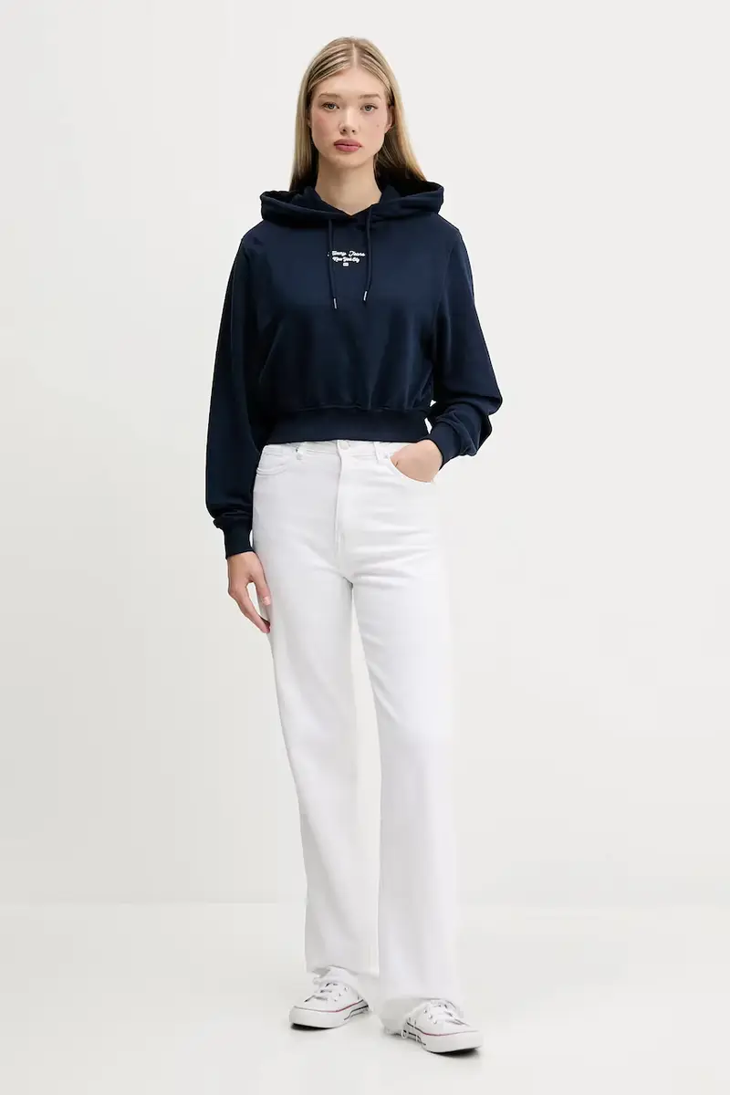 felpa in cotone donna colore blu navy con cappuccio DW0DW22170 miniatura 2