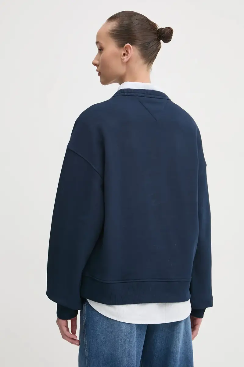 felpa in cotone donna colore blu navy DW0DW19408 miniatura 3