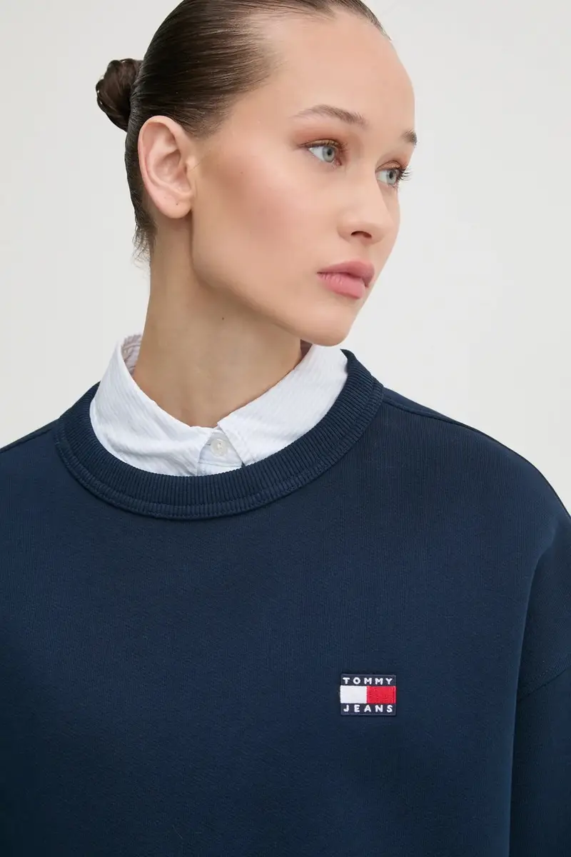 felpa in cotone donna colore blu navy DW0DW19408 miniatura 4