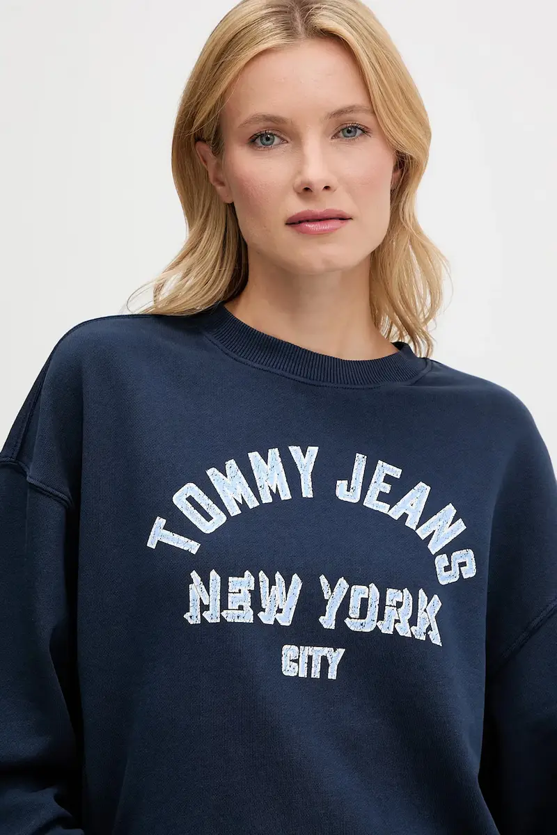 felpa in cotone donna colore blu navy DW0DW21202 miniatura 3