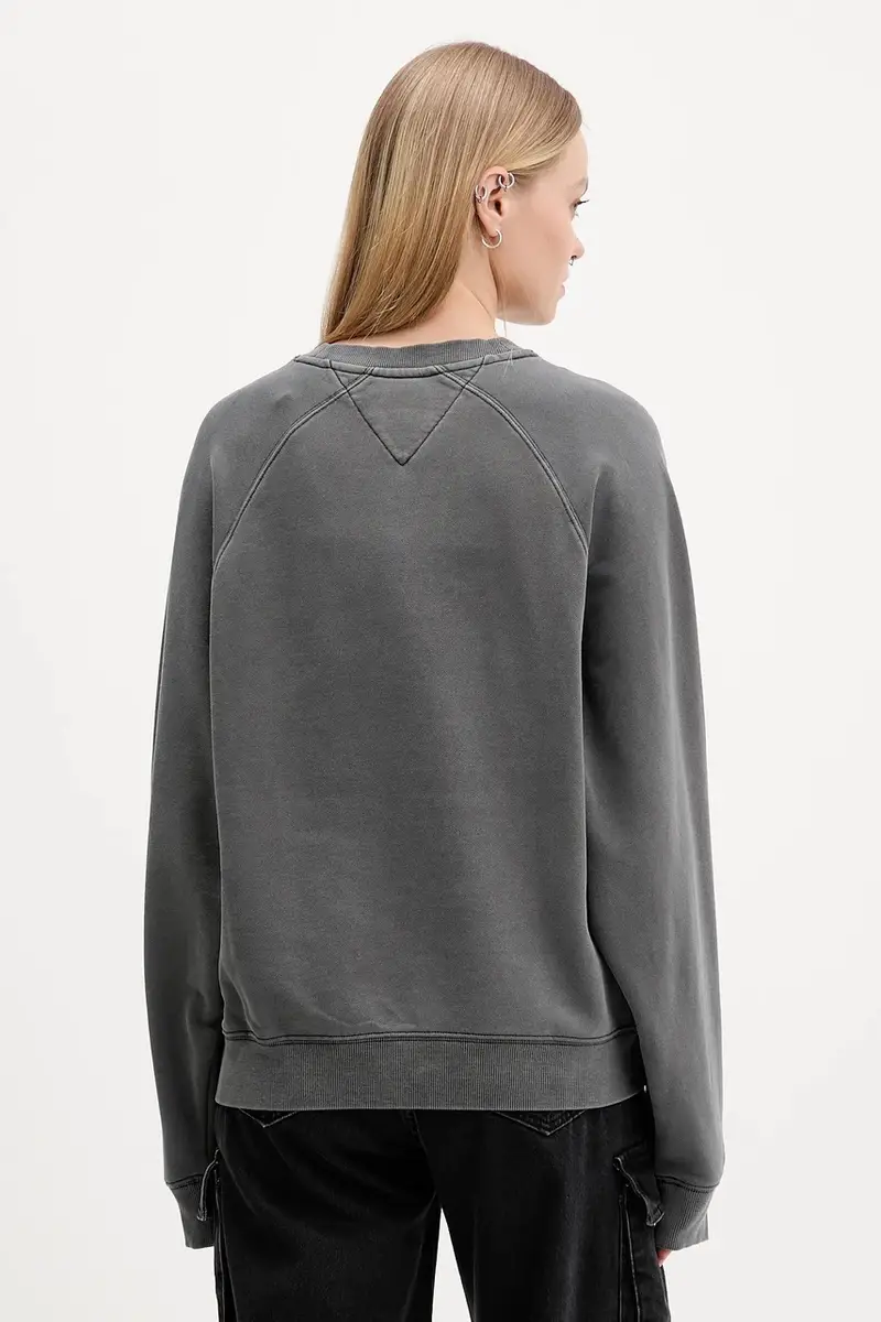 felpa in cotone donna colore grigio con applicazione DW0DW21959 miniatura 3