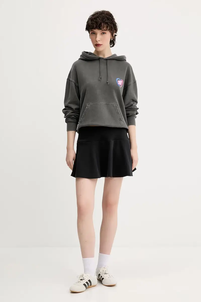 felpa in cotone donna colore grigio con cappuccio DW0DW20945 miniatura 2