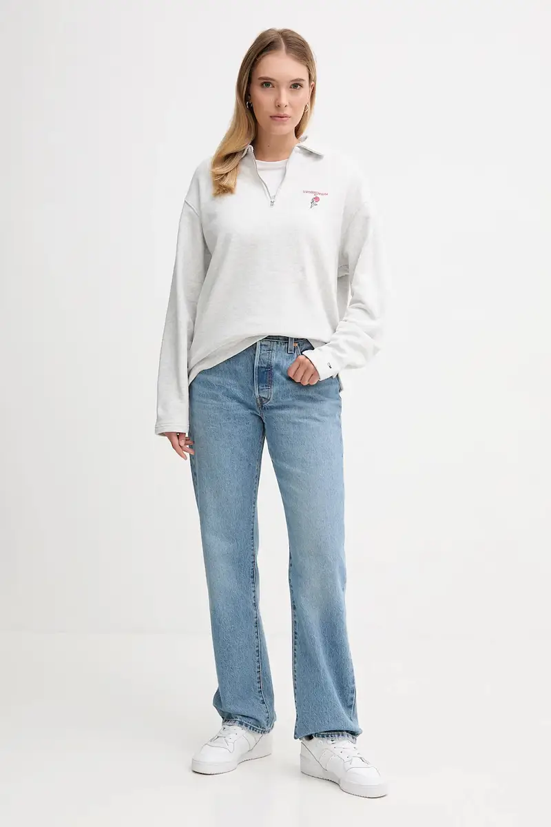 felpa in cotone donna colore grigio DW0DW22182 miniatura 2