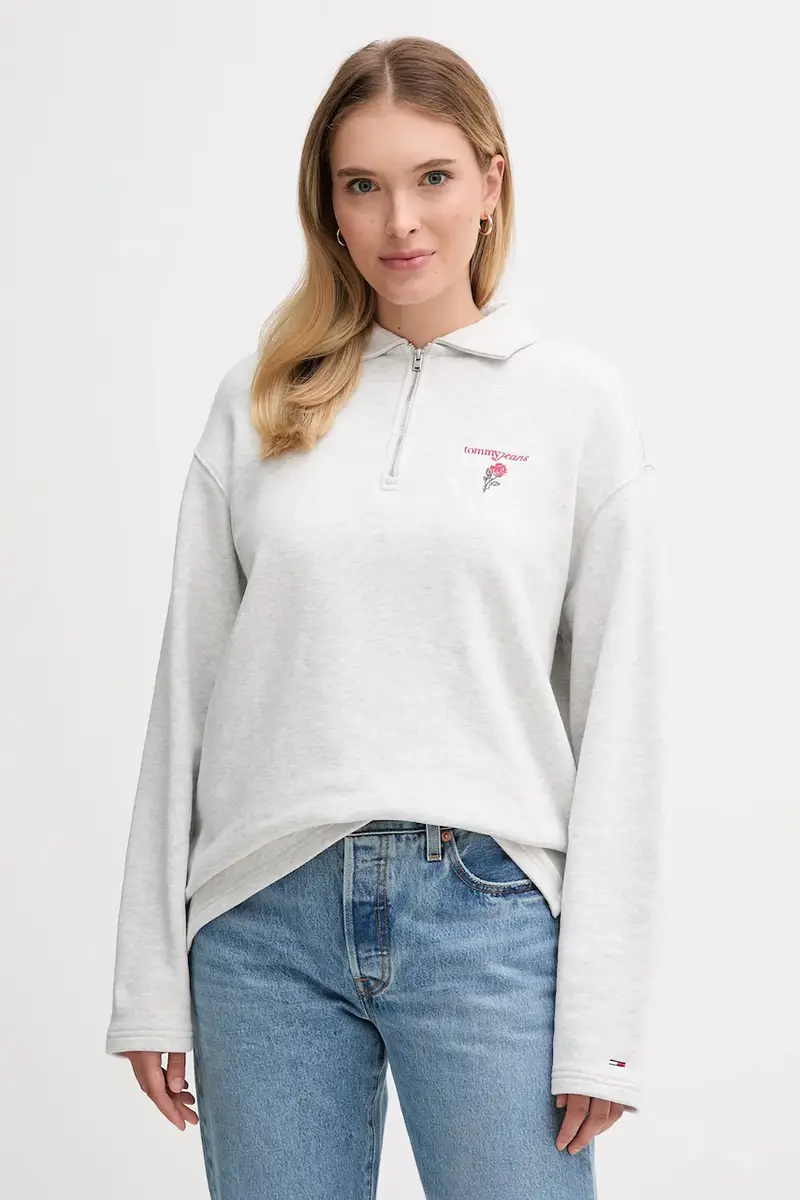 felpa in cotone donna colore grigio DW0DW22182 miniatura 3