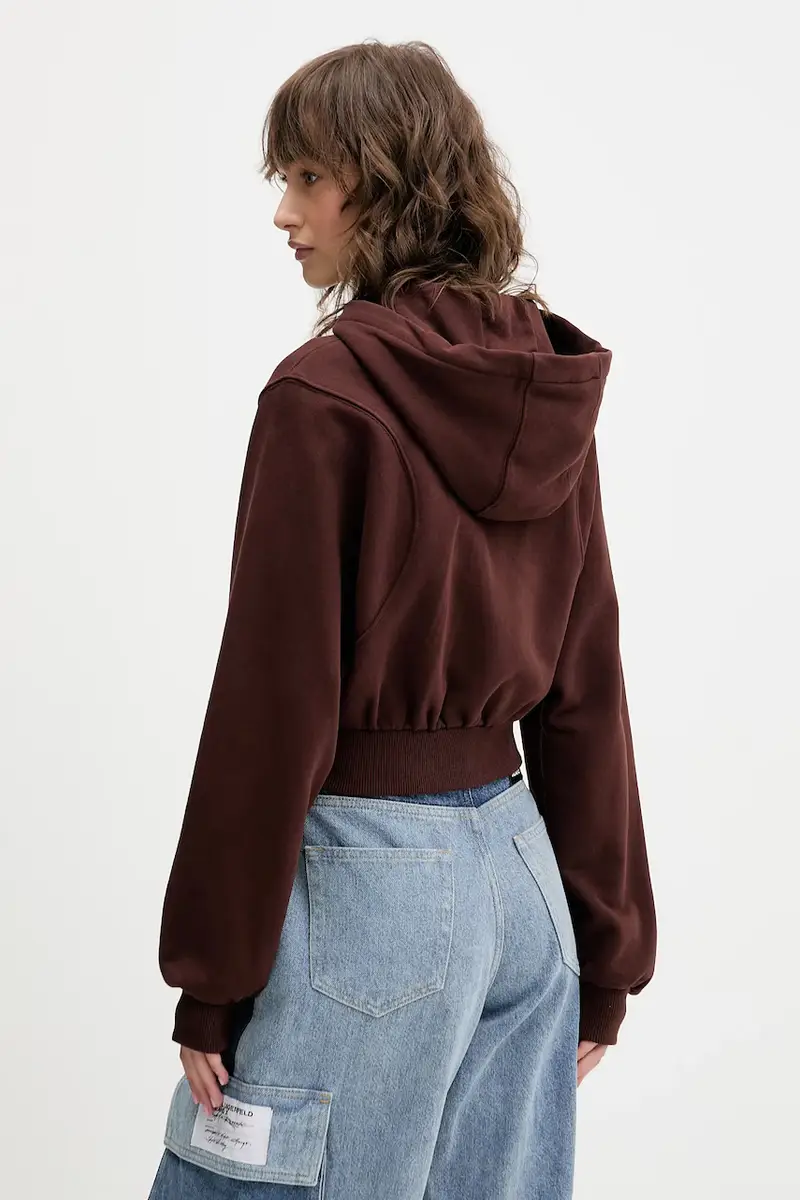 felpa in cotone donna colore marrone con cappuccio DW0DW21590 miniatura 3