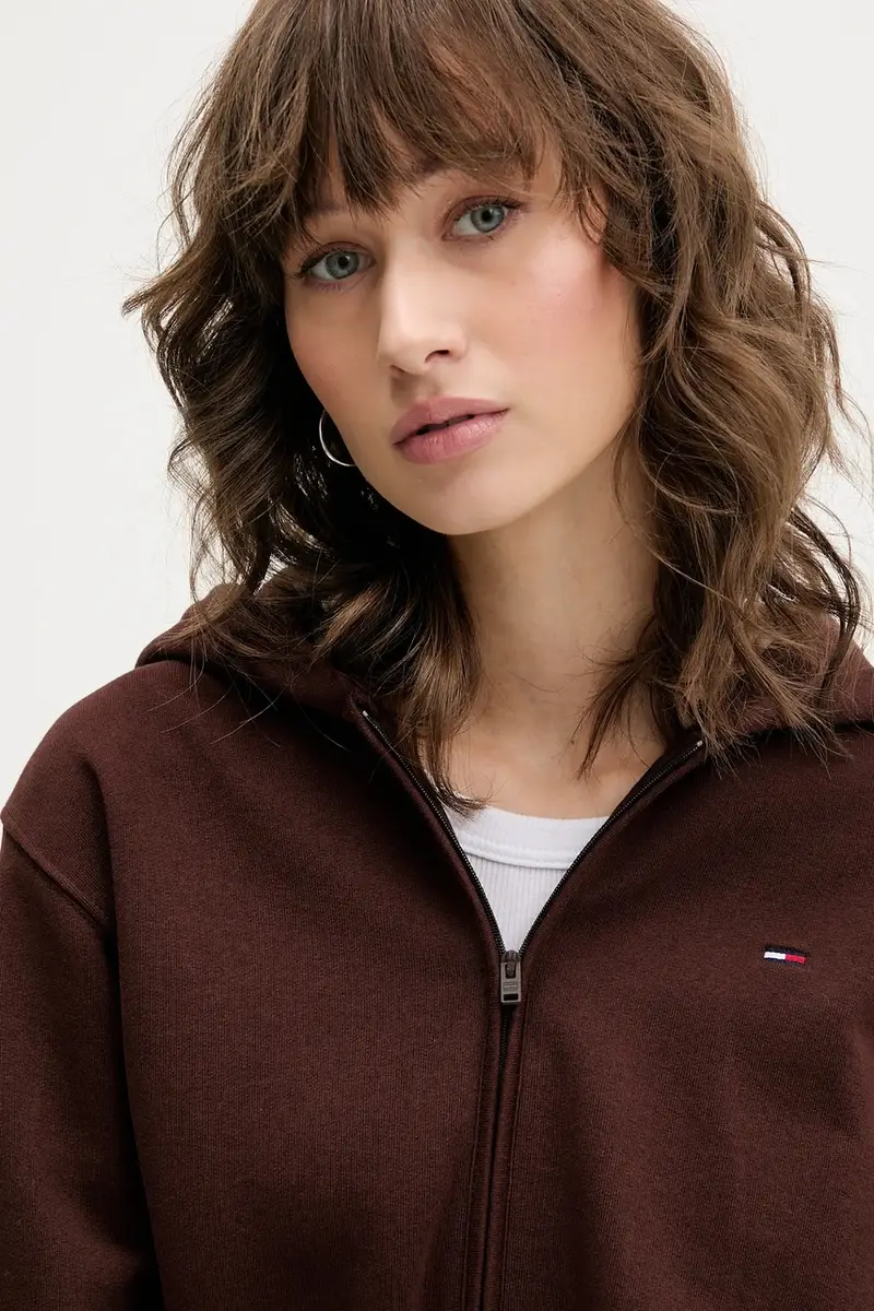 felpa in cotone donna colore marrone con cappuccio DW0DW21590 miniatura 4