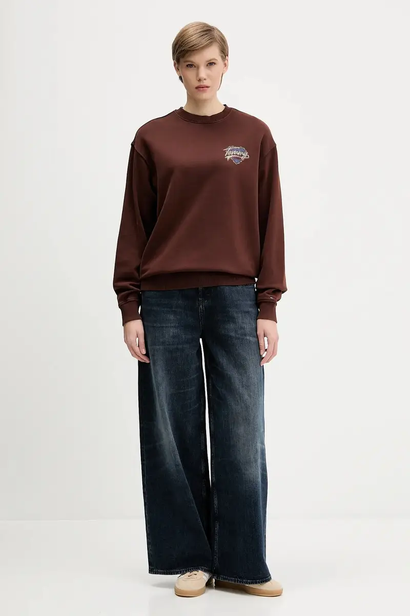 felpa in cotone donna colore marrone DW0DW21602 miniatura 2