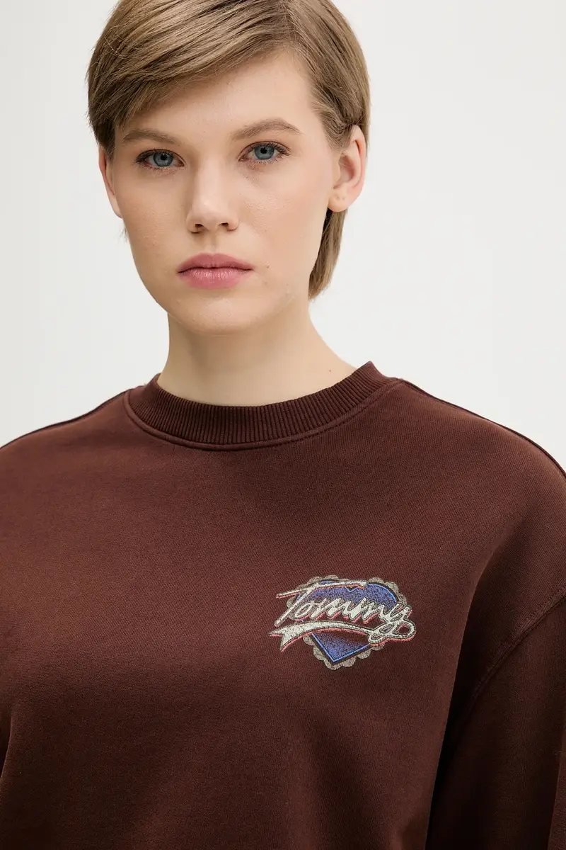 felpa in cotone donna colore marrone DW0DW21602 miniatura 4