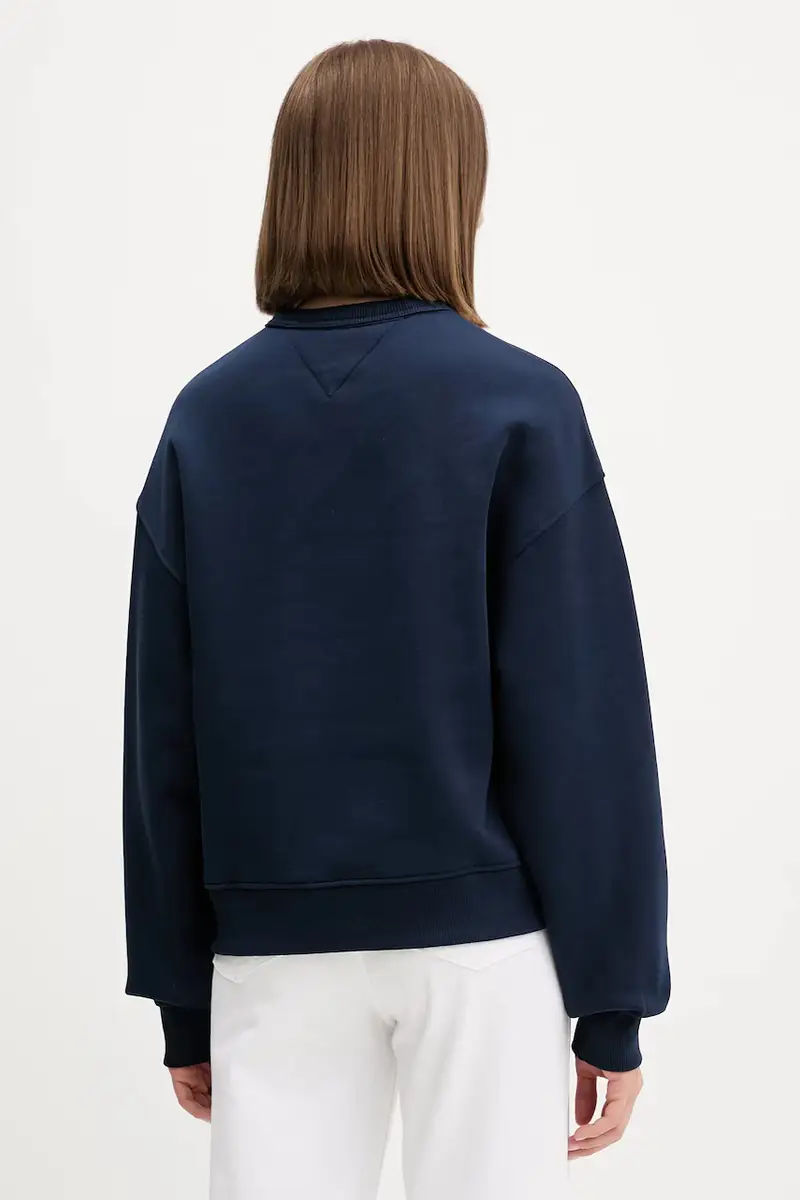 felpa in cotone donna colore nero con applicazione DW0DW17325 Blu navy miniatura 3