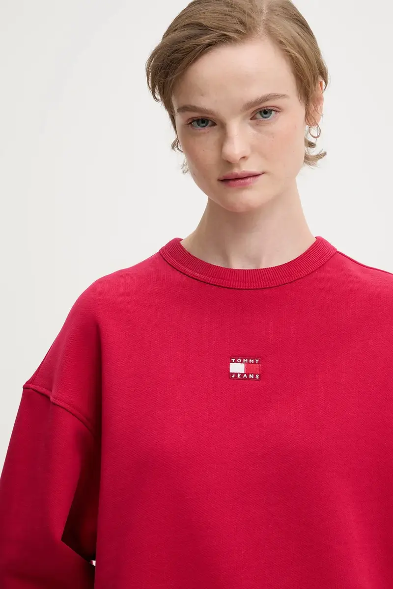 felpa in cotone donna colore nero con applicazione DW0DW17325 Rosa miniatura 4