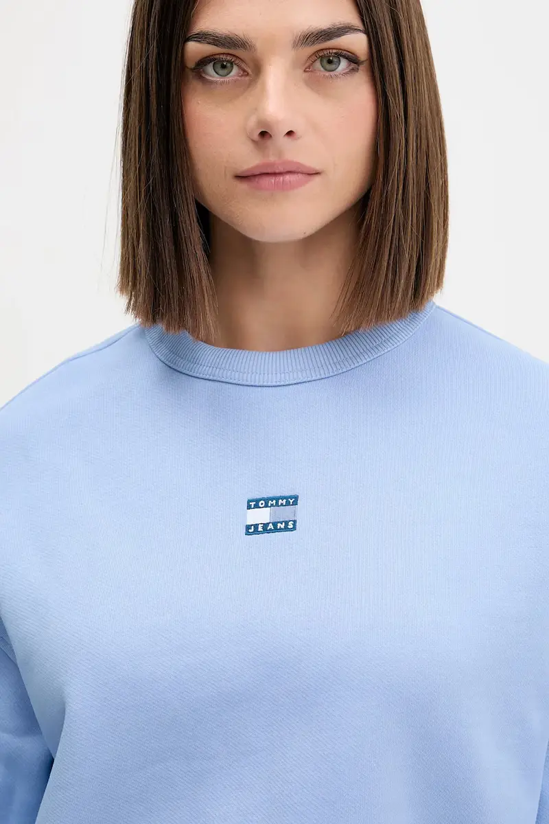 felpa in cotone donna colore nero con applicazione DW0DW17325 Violetto miniatura 4