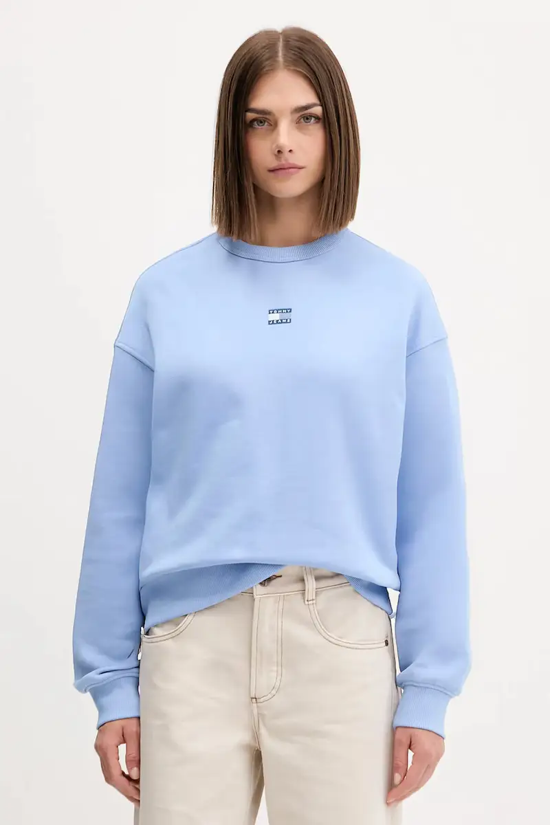 felpa in cotone donna colore nero con applicazione DW0DW17325 Violetto