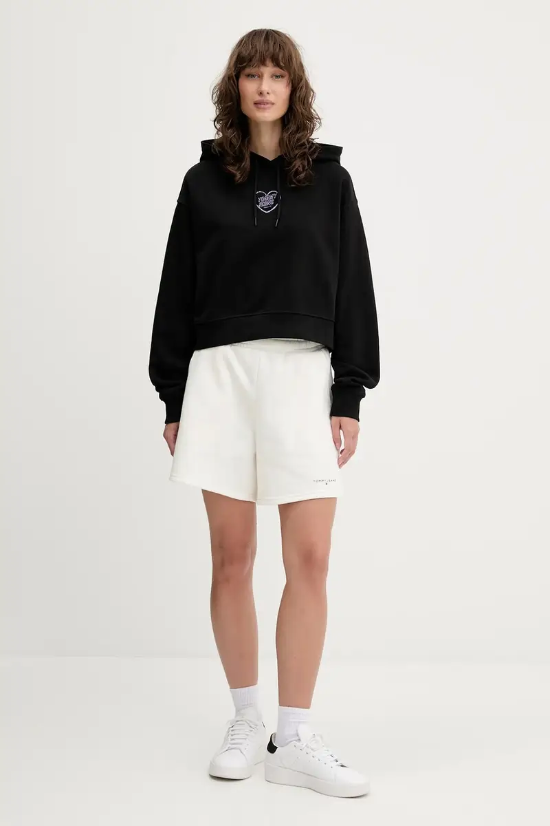 felpa in cotone donna colore nero con cappuccio DW0DW21408 miniatura 2