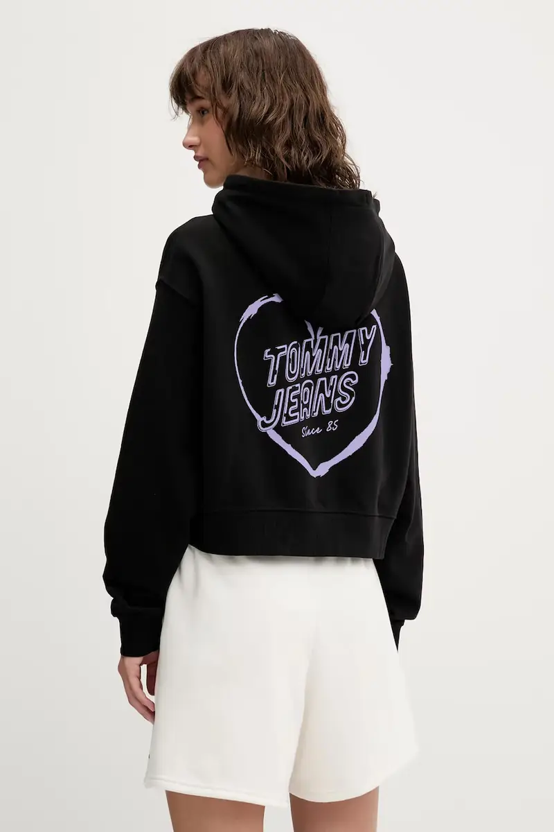 felpa in cotone donna colore nero con cappuccio DW0DW21408 miniatura 3