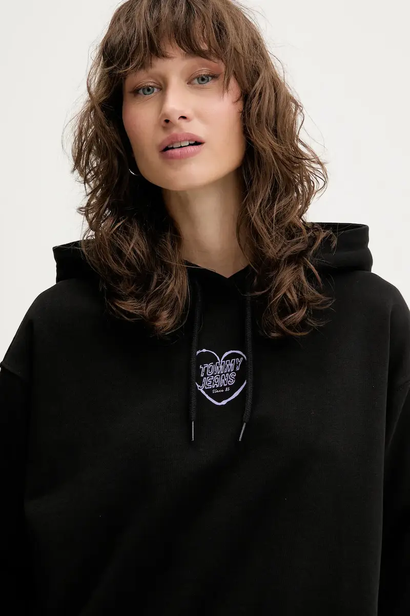 felpa in cotone donna colore nero con cappuccio DW0DW21408 miniatura 4