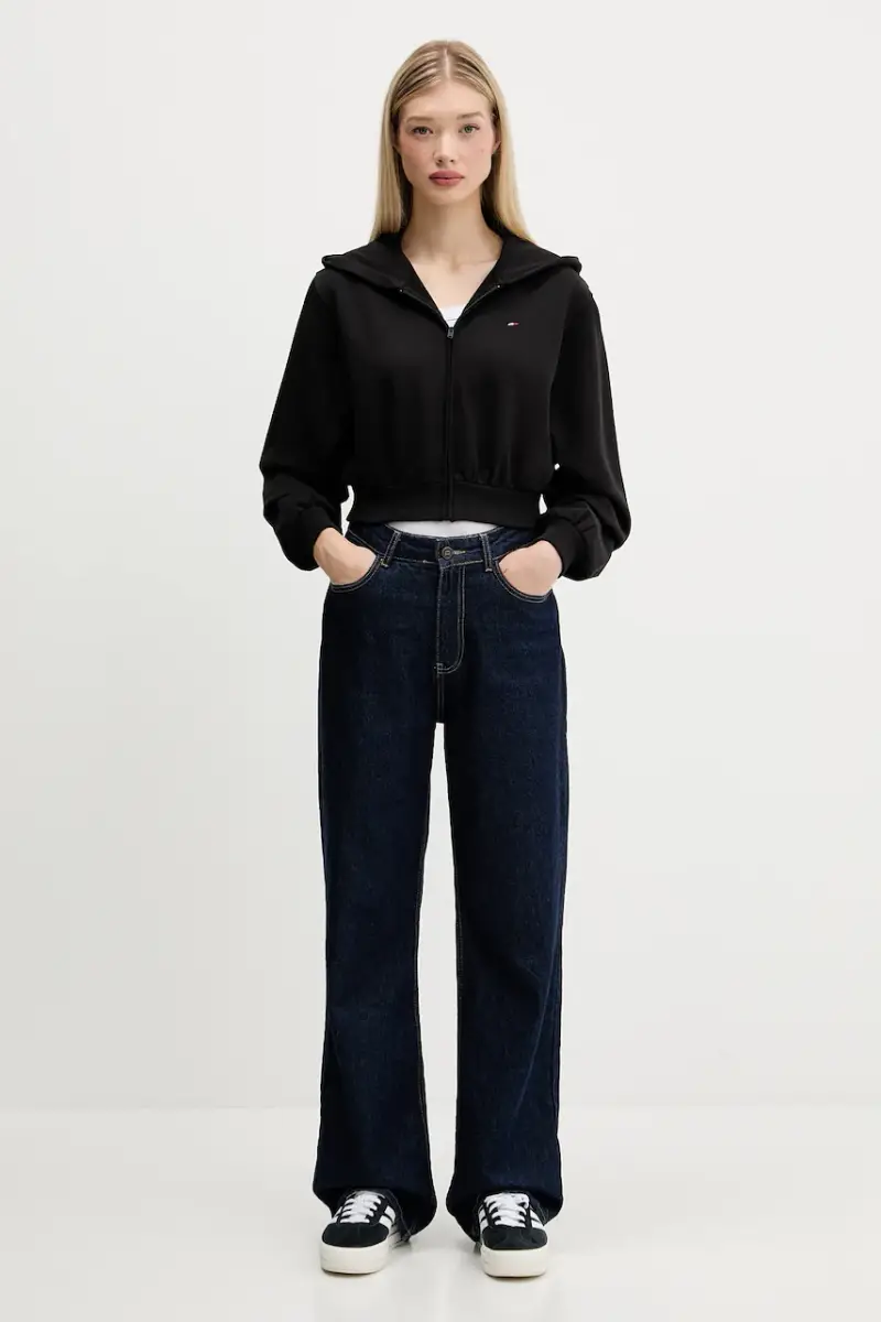 felpa in cotone donna colore nero con cappuccio DW0DW21590 miniatura 2