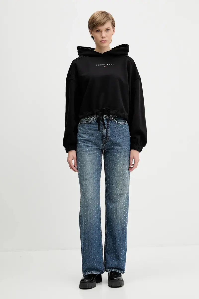 felpa in cotone donna colore nero con cappuccio DW0DW21607 miniatura 2