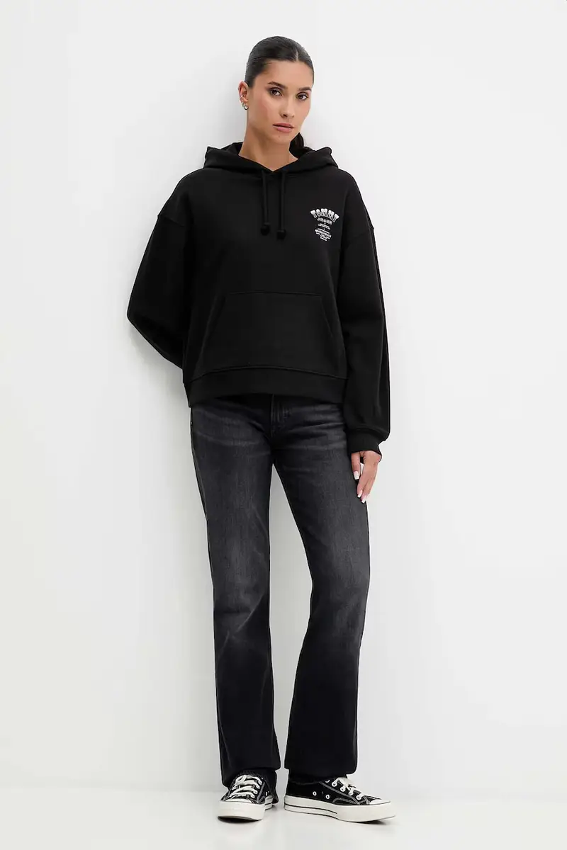 felpa in cotone donna colore nero con cappuccio DW0DW21785 miniatura 2