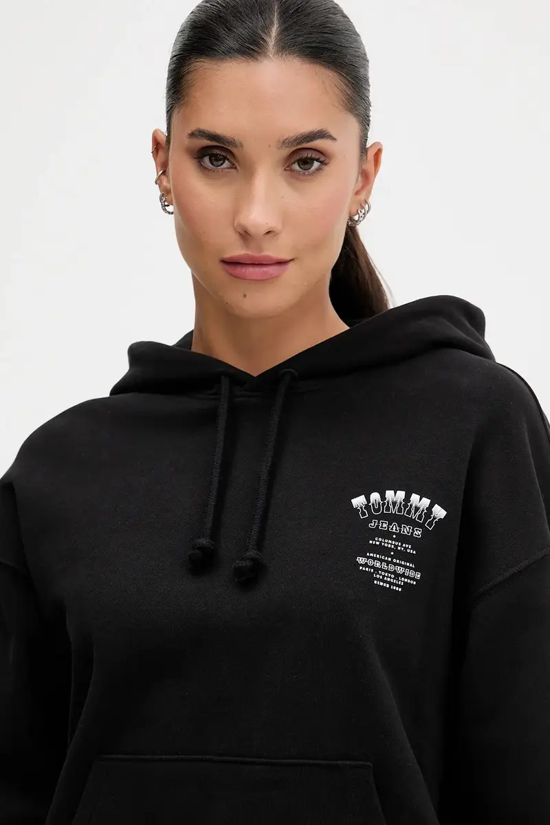 felpa in cotone donna colore nero con cappuccio DW0DW21785 miniatura 4