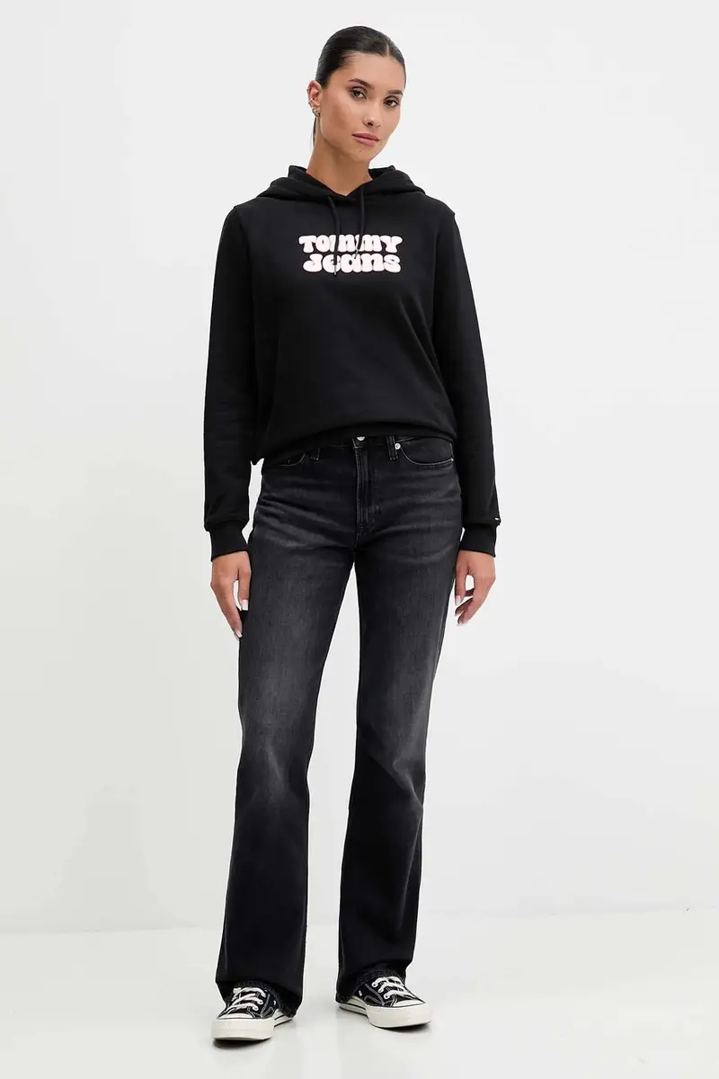 felpa in cotone donna colore nero con cappuccio DW0DW21962 miniatura 2