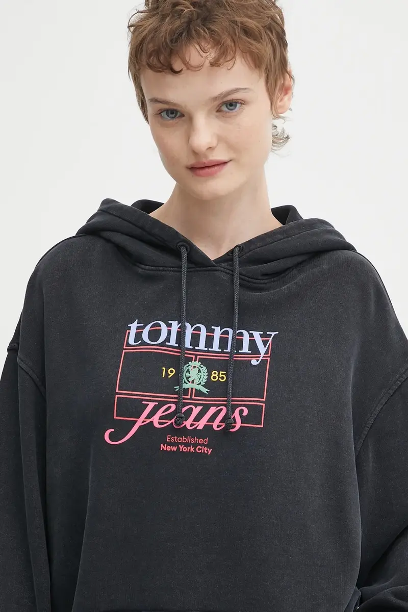 felpa in cotone donna colore nero con cappuccio DW0DW22169 miniatura 4