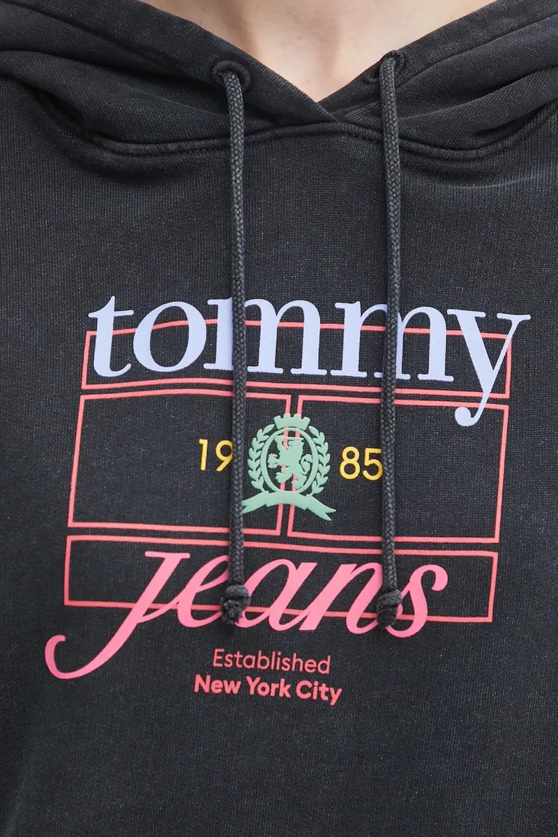 felpa in cotone donna colore nero con cappuccio DW0DW22169 miniatura 5