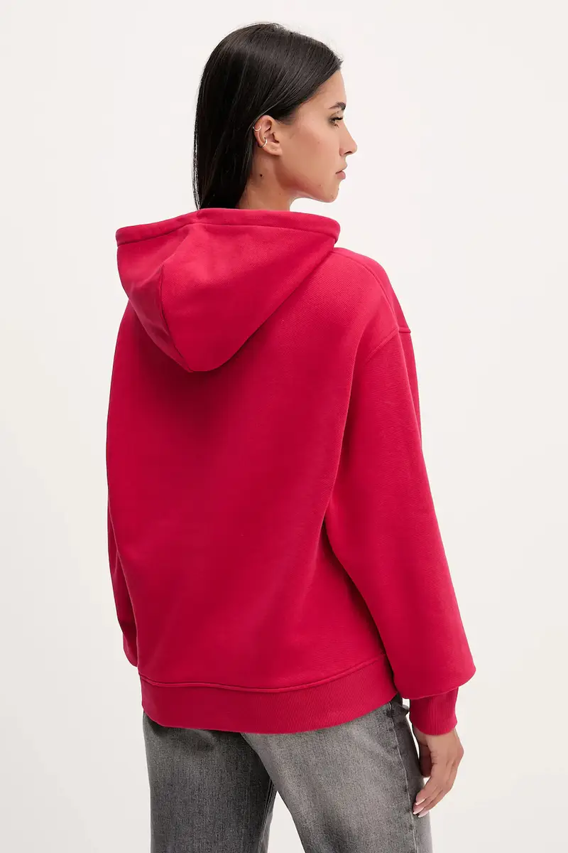 felpa in cotone donna colore rosa con cappuccio con applicazione DW0DW19414 miniatura 3